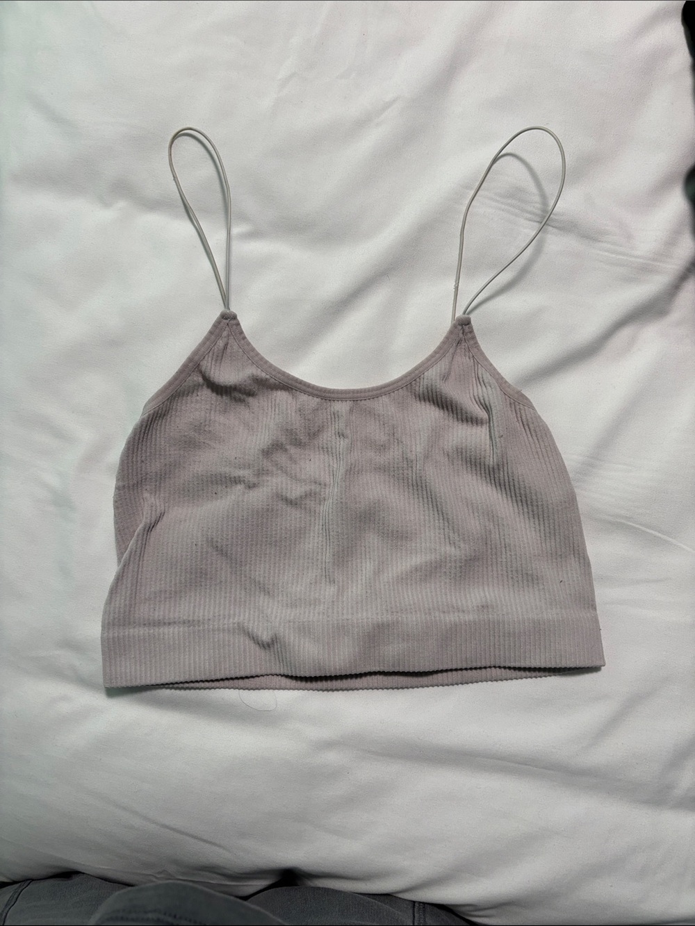 Women's Ribbed Spaghetti-Strap Crop Tank Top - off white
